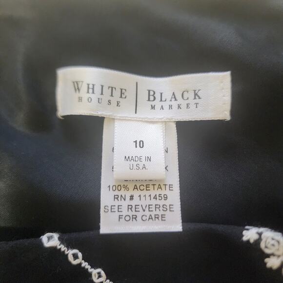 WHBM Skirt Womens 10 Black Embroidered Floral Stripped corpcore classic office - Picture 3 of 6